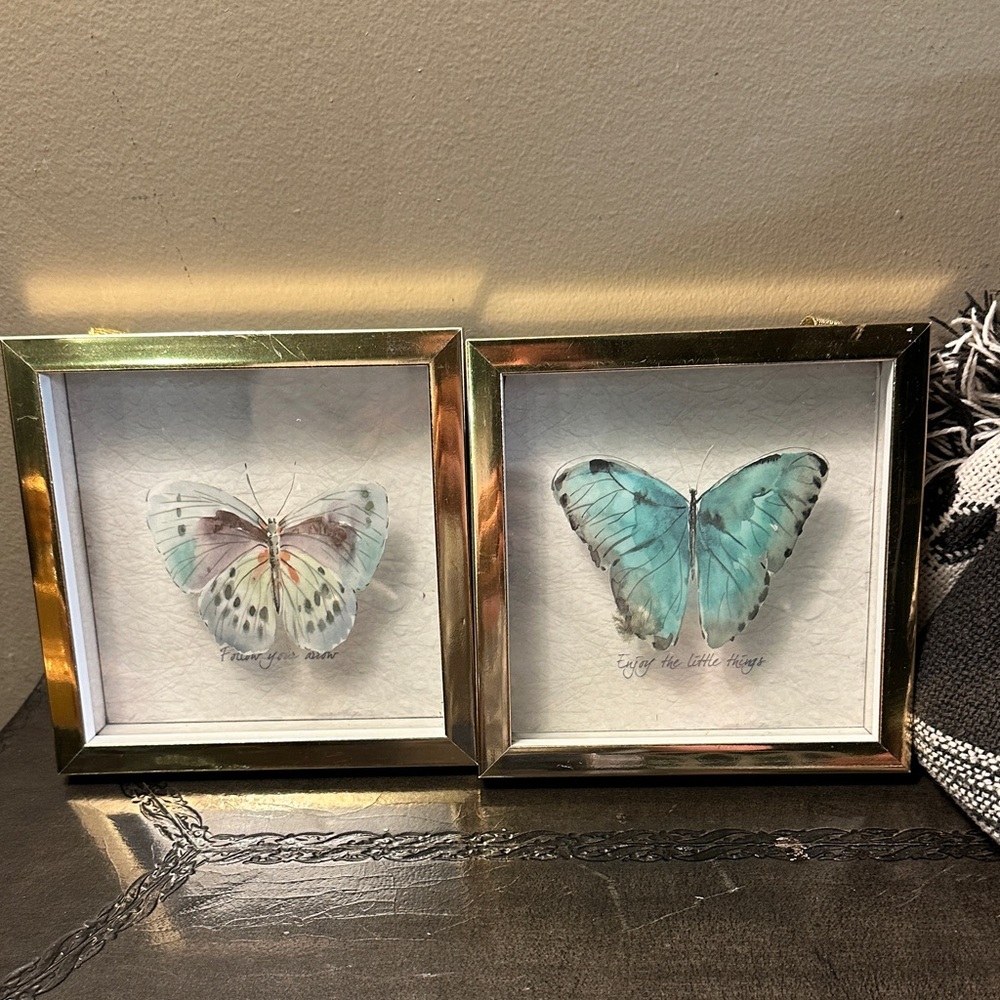 Gold Framed Butterfly Art Set